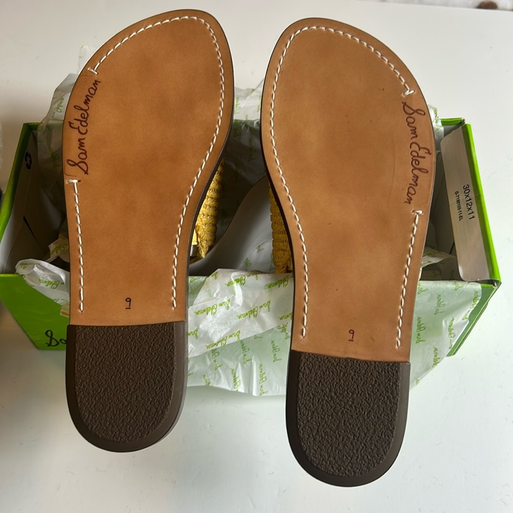 NWT Sam Edelman Glenda Lemon Zest Raffia slide sandal - Picture 5 of 5